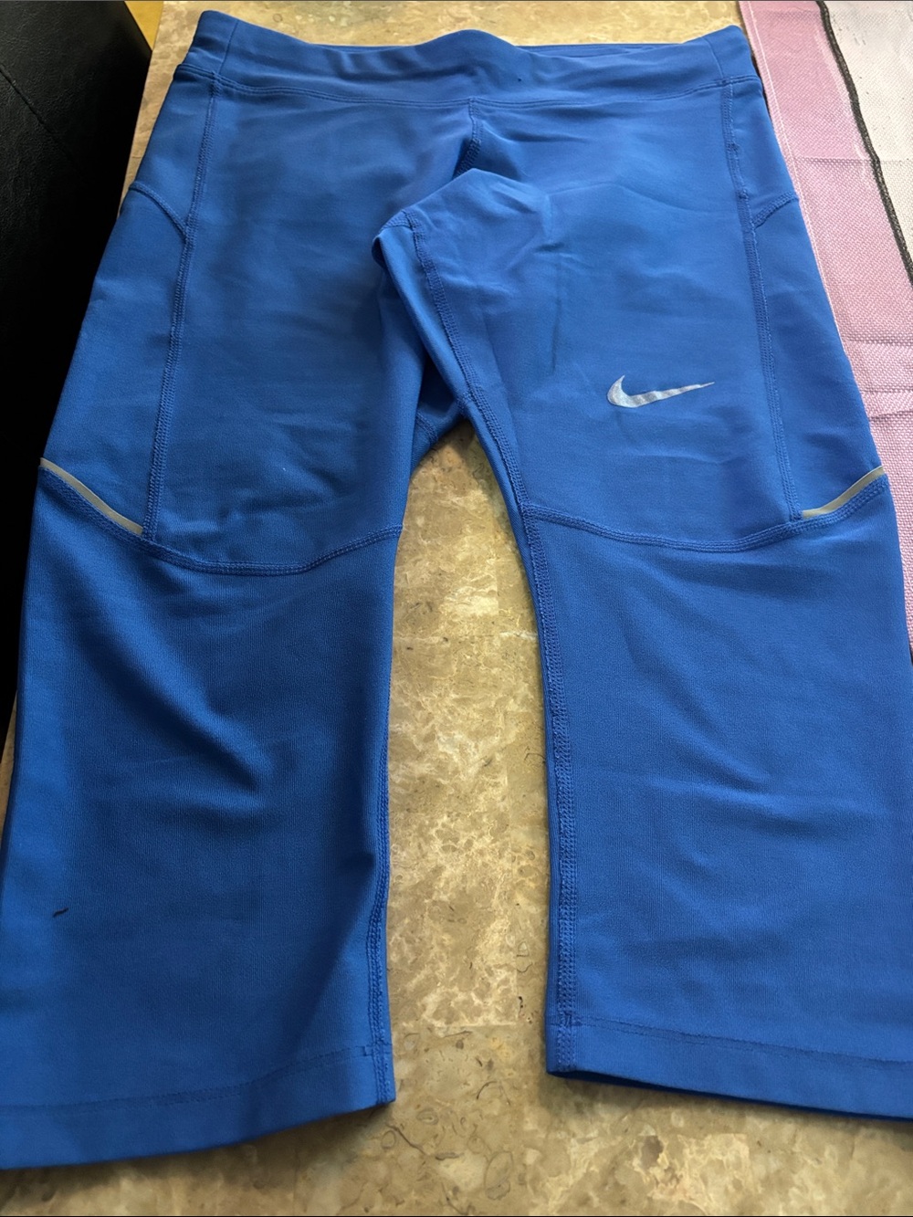 Nike Ladies Royal Blue Athletic Leggings with Reflective Swoosh